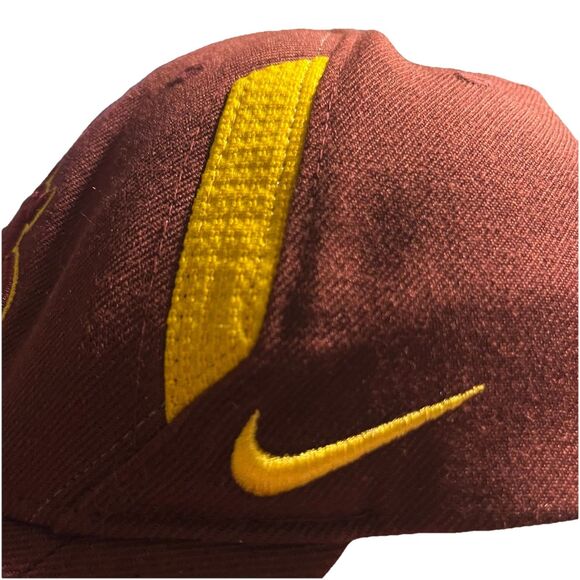 Nike Team Arizona State ASU Adjustable Hat Cap Y2K Maroon Gold Logo Swoosh - Picture 6 of 14